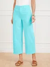 Talbots Plus Size - High Waist Wide Crop Jeans - Vivid Turquoise - 24