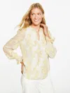 Talbots Plus Size - Jacquard Ruffle Top - Mistletoe - Ivory/gold - X  In Multi
