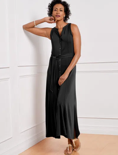 Talbots Plus Size - Jersey Maxi Shirtdress - Black - 1x