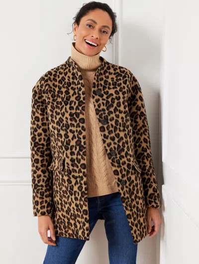 Talbots Misses - Leopard Wool Blend Coat - Camel/black/brown - Xl  In Camel,black,brown