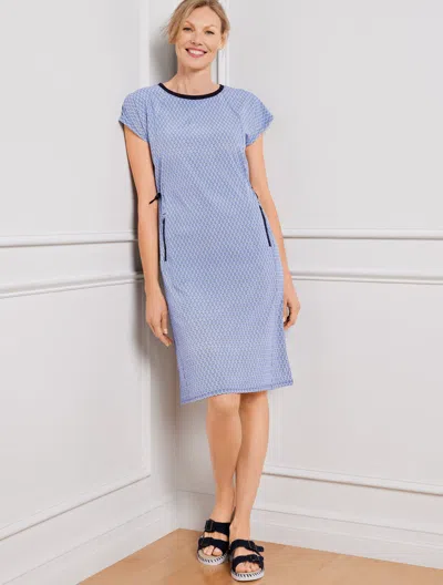 Talbots Petite - Lightweight Woven Stretch Bungee Cord Dress - Scallop - White/ink - Small  In White,ink