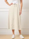 Talbots Plus Size - Lightweight Woven Stretch Midi Skirt - Laser Cut - Oat - 3x  In Oat