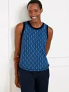 Talbots Plus Size - Lightweight Woven Stretch Tank Top - Pinwheel Geo - Ink/lakeside Blue - X  In Ink,lakeside Blue