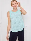 Talbots Plus Size - Lightweight Woven Stretch Tank Top - Scallop - Fresh Aqua - 3x  In Fresh Aqua