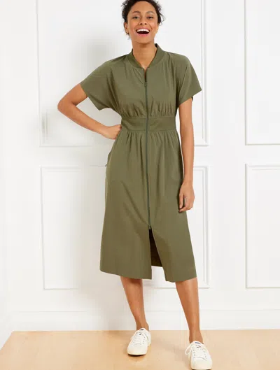 Talbots Plus Size - Lightweight Woven Stretch Utility Dress - Olive Branch - 3x