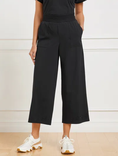 Talbots Plus Size - Lightweight Woven Stretch Wide Ankle Pants - Laser Cut - Black - 2x