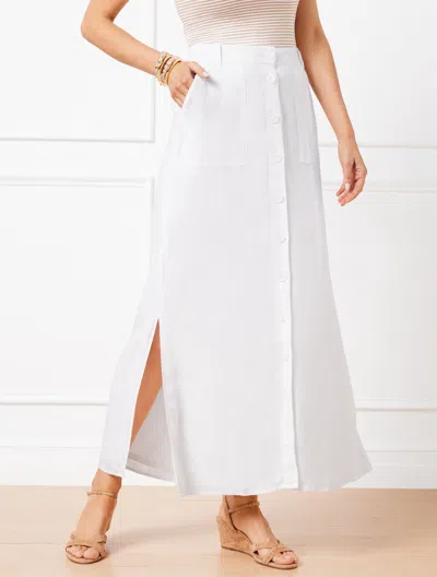 Talbots Plus Size - Linen Button Skirt - White - 24