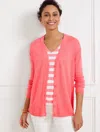 Talbots Linen Girlfriend Cardigan Sweater - Lovely Coral - 3x