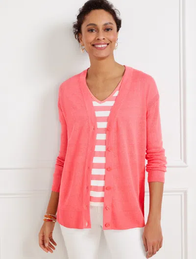 Talbots Linen Girlfriend Cardigan Sweater - Lovely Coral - 3x  In Lovely Coral