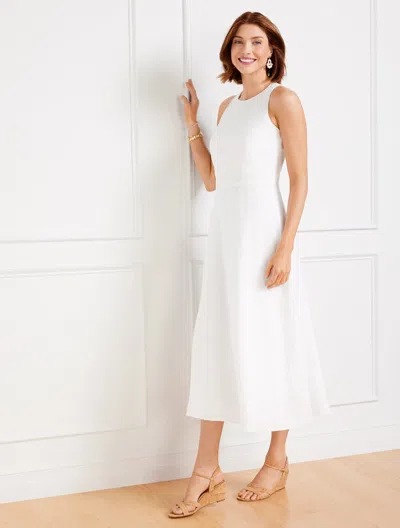 Talbots Plus Size - Linen Halter Fit & Flare Dress - White - 16
