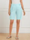 Talbots Plus Size - Linen Pleated Shorts - Blue Ice - 18  In Blue Ice