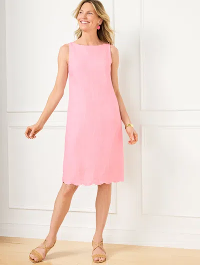 Talbots Plus Size - Linen Shift Dress - Pale Pink/white - 20  In Pale Pink,white
