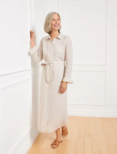 Talbots Plus Petite - Cross-dyed Linen Shirtdress - Beige - Beige/white - 3x  In Beige,white