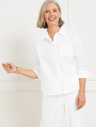 Talbots Plus Petite - Linen Short Shirt - White - 3x