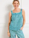 Talbots Linen Square Neck Shell Sweater - Oval Medallion - Vivid Turquoise - 3x  In Vivid Turquoise