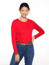 Talbots Plus Size - Long Sleeve Crewneck T-shirt - Red - 3x  In Red