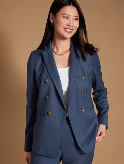 Talbots Luxe Italian Stretch Flannel Blazer - Night Blue Heather - 22