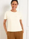 Talbots Plus Size - Luxe Jersey Pocket T-shirt - Ivory - 1x  In White