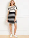 Talbots Plus Size - Luxe Jersey Raglan T-shirt Dress - Thames Stripe - Black/ivory - 3x  In Multi