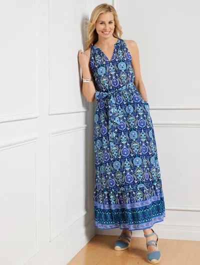 Talbots Plus Size - Maxi Dress - Floret Medallion - Ink - 14 - 100% Cotton