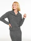 Talbots Plus Size - Mixed Cable Shawl Collar Sweater - Shadow Heather - 3x  In Gray