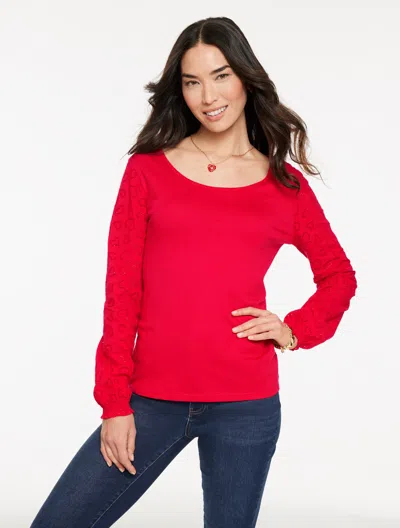 Talbots Plus Size - Mixed Media Heart Top - Red - 1x