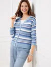 Talbots Plus Petite - Mixed Stitch V-neck Cardigan Sweater - Light Chambray - 3x  In Light Chambray