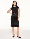 Talbots Plus Size - Mockneck A-line Shift Dress - Autumn Windowpane - Black/ivory - 22  In Multi