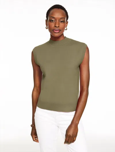 Talbots Plus Size - Mockneck Sweater Vest - Burnt Olive - 2x  In Green