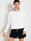 Talbots Plus Size - Modal French Terry Embroidered Crest Sweatshirt - White - 3x