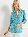 Talbots Plus Size - Modern Classic Shirt - Dancing Jacobean - Vivid Turquoise - 2x