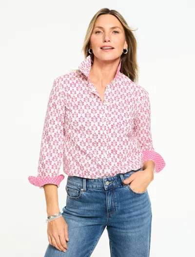 Talbots Plus Size - Modern Classic Shirt - Graphic Leaves - Ivory - X - 100% Cotton  In White