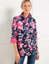 Talbots Plus Size - Modern Classic Shirt - Joyful Jacobean - Ink - 3x - 100% Cotton  In Black
