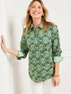 Talbots Plus Petite - Modern Classic Shirt - Spring Trellis - Heritage Green/blue - 3x - 100% Cotton  In Heritage Green,blue