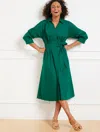 Talbots Plus Size - Modern Poplin Puff Sleeve Shirtdress - Lush Green - 16 - 100% Cotton  In Green