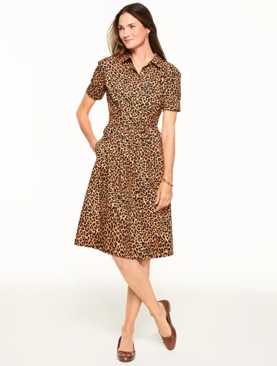 Talbots Plus Size - Modern Poplin Shirtdress - Leopard - Brown/black - 22 - 100% Cotton  In Multi