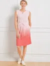 Talbots Plus Size - Supersoft Slub Drawstring Waist Dress - Dip Dye - Pink Dogwood/lovely Coral - X - 100% C In Pink Dogwood,lovely Coral