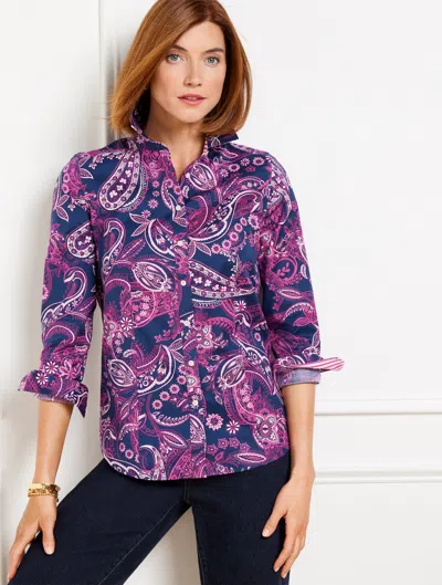 Talbots Plus Size - Non-iron Perfect Shirt - Overlapping Paisley - Ink/rose Sorbet - 20  In Ink,rose Sorbet
