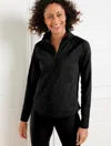 Talbots Plus Size - Out & About Half-zip Pullover Sweater - Linear Floral - Black - 1x  In Black