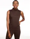 Talbots Plus Size - Passport Ponte Mockneck Sleeveless Shell Top - Coffee Bean - 2x  In Brown