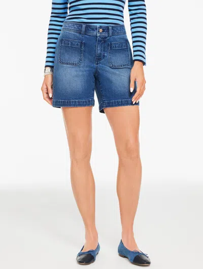 Talbots Plus Size - Patch Pocket Denim Shorts - Wiley Wash - 18  In Blue