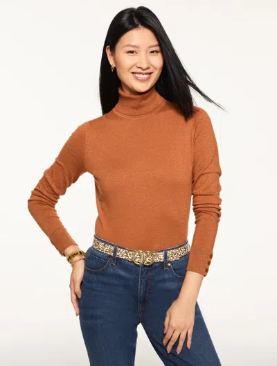 Talbots Plus Size - Perfect Turtleneck - Metallic - Acorn Brown - 3x