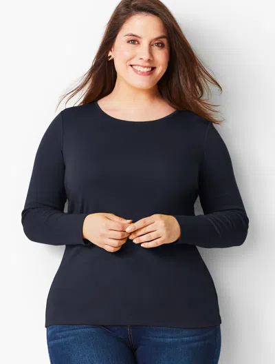Talbots Long-sleeve Crewneck T-shirt Solid - Indigo - 3x
