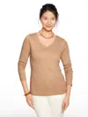Talbots Plus Size - Pima V-neck T-shirt - Toasted Coconut Heather - 3x - 100% Cotton