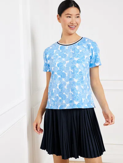 Talbots Plus Size - Piquã© Boxy Crewneck T-shirt - Tennis Toss - White/lakeside Blue - 2x  In White,lakeside Blue