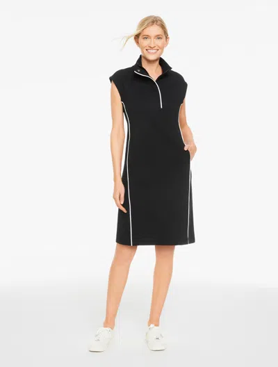 Talbots Plus Size - Piquã© Half-zip Dress - Piped - Black - 3x