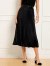 Talbots Plus Size - Pleated Satin Midi Skirt - Black - 22