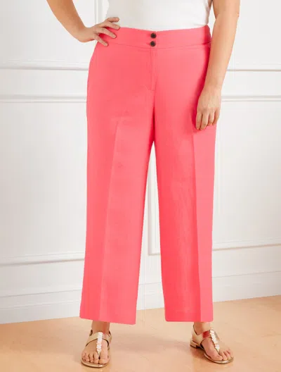 Talbots Plus Size - Plus Exclusive Classic Linen Wide Crop Pants - Lovely Coral - 24