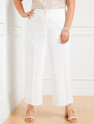 Talbots Plus Size - Plus Exclusive Classic Linen Wide Crop Pants - White - 20