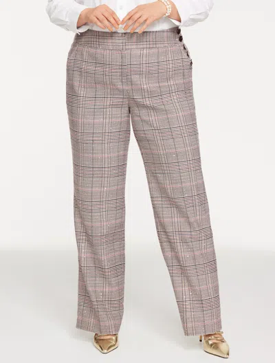 Talbots Plus Size - Plus Exclusive  Greenwich Tailored Stretch Wide Leg Pants - Mansfield Glen Plaid  In White